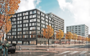 The photo shows two buildings at Europaallee in Zurich, where SBB Real Estate is constructing according to the DGNB standard.
